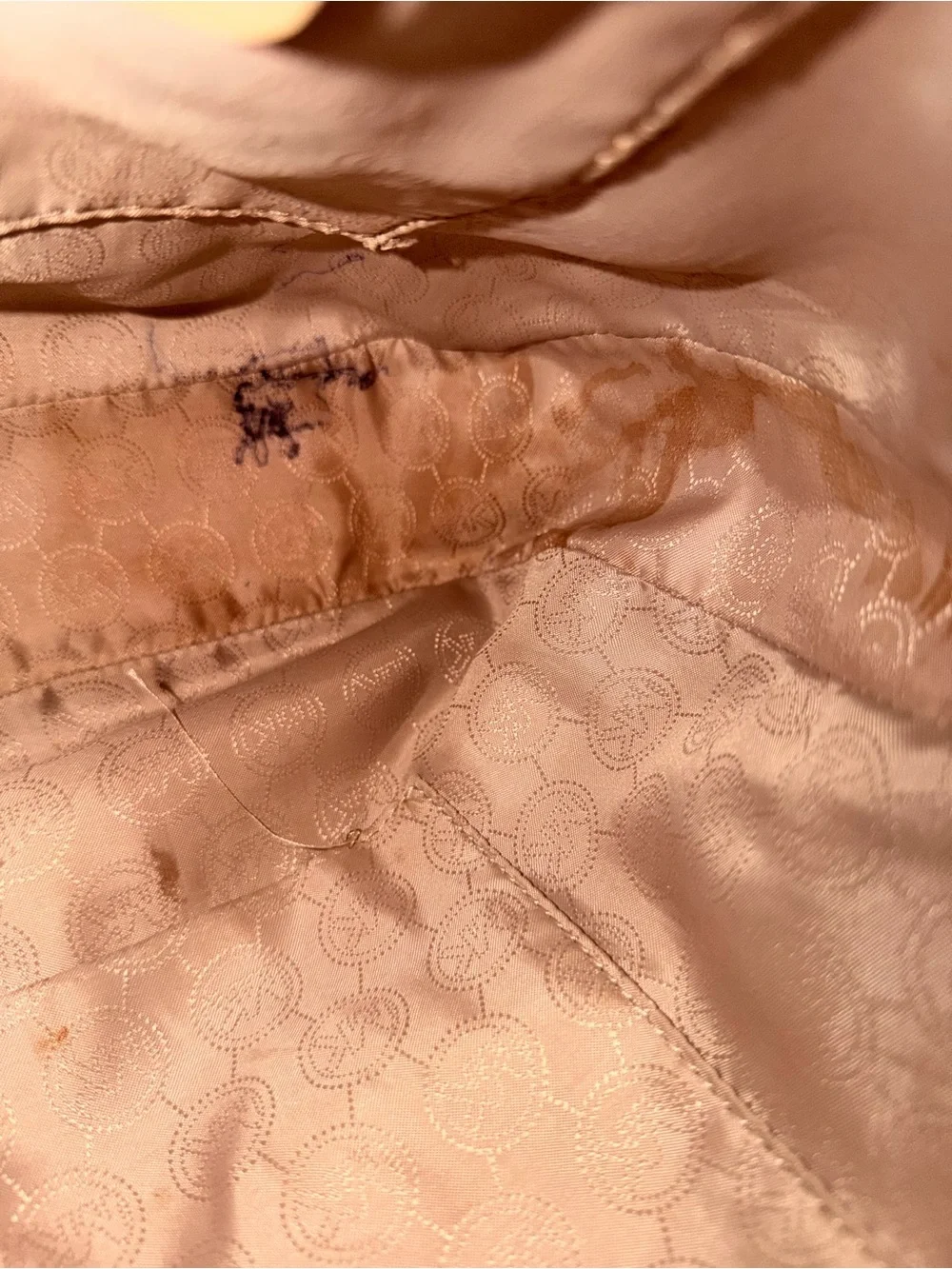 Michael Kors Beige Logo Hobo with Gold Hardware